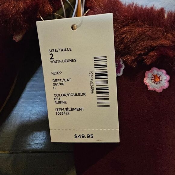 Gymboree Burgundy Faux Suede Clogs with Decorative Flowers size 2 - Picture 12 of 12